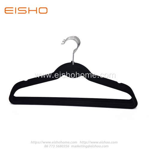 Black Anti-slip Velvet Coat Hanger With Tie Hook